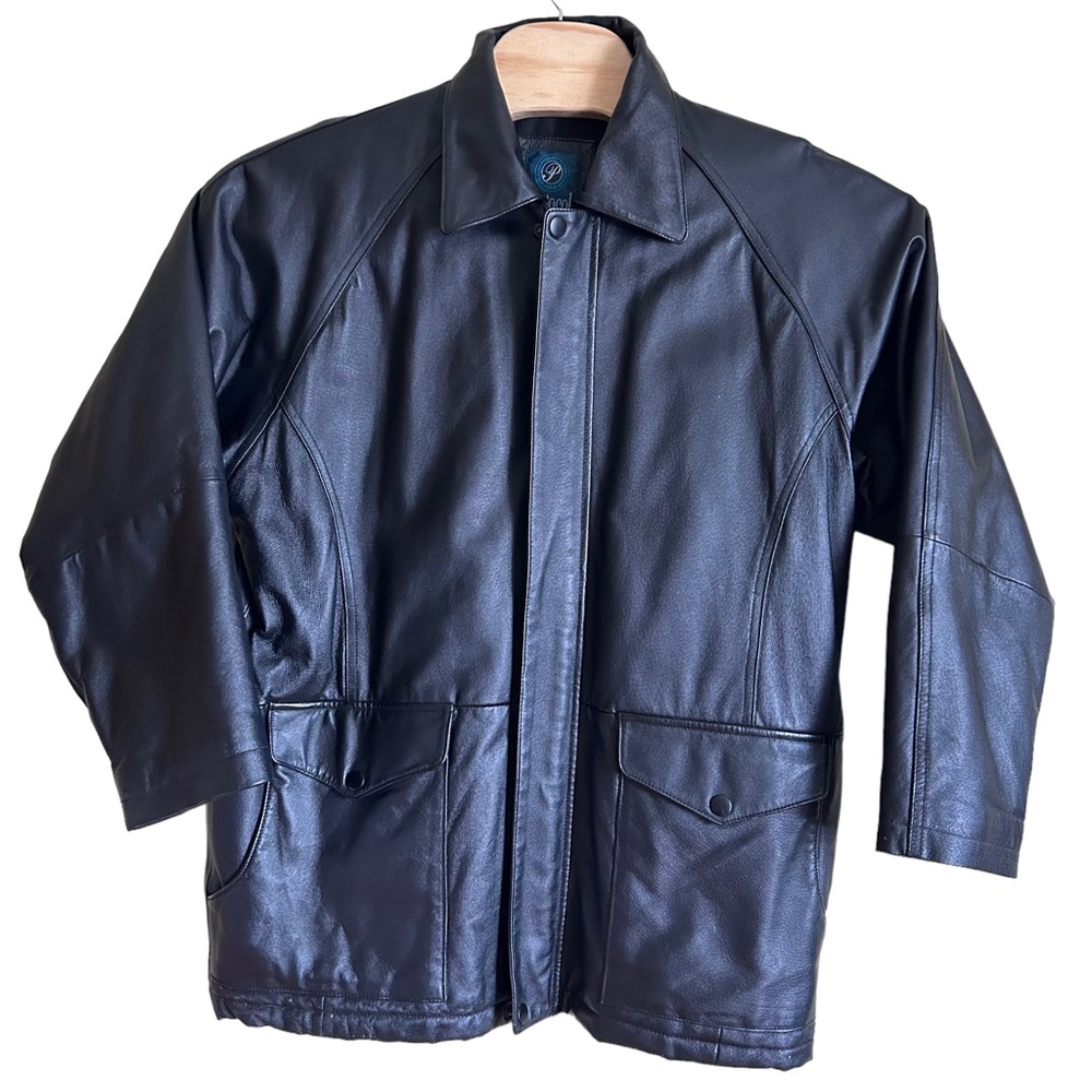 Protocol Men’s Black Leather Jacket Zipped‎ lined size medium